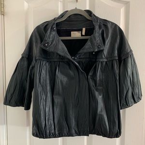 Elizabeth and James black leather 3/4 sleeve coat